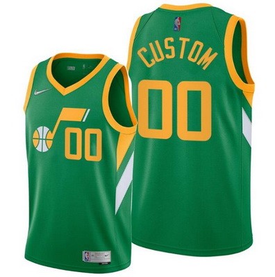 Men's Utah Jazz Custom Green 2021 Earned Icon Hot Press Jersey