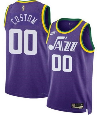 Men's Utah Jazz Custom Purple 2023 Classic Icon Heat Press Jersey
