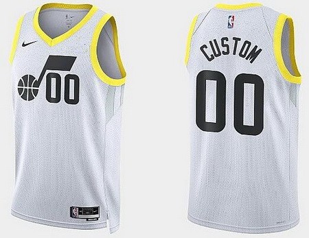 Men's Utah Jazz Custom White 2022 Association Icon Heat Press Jersey