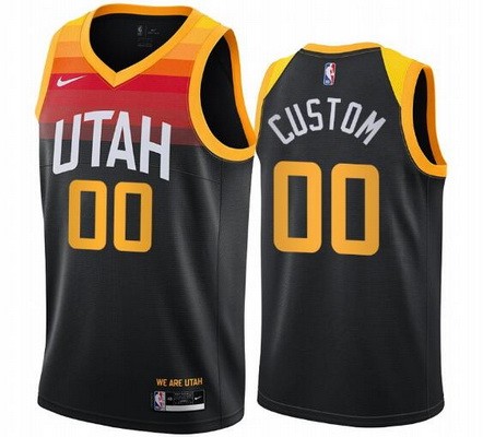 Men's Utah Jazz Customized Black 2021 City Stitched Swingman Jersey