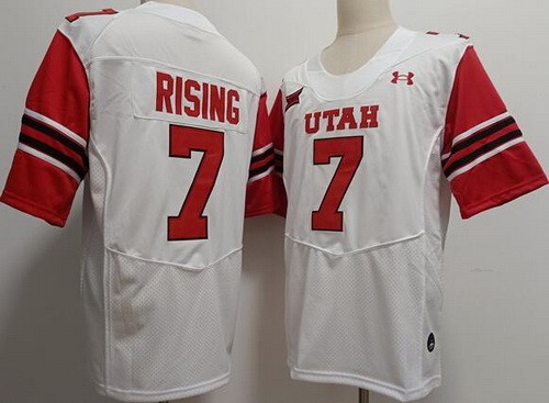 Men's Utah Utes #7 Cameron Rising White College Football Jersey