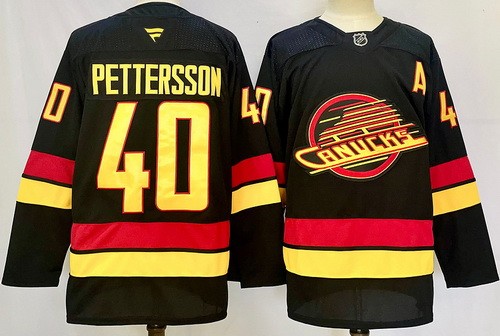 Men's Vancouver Canucks #40 Elias Pettersson Black Alternate Authentic Jersey