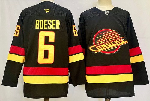 Men's Vancouver Canucks #6 Brock Boeser Black Alternate Authentic Jersey