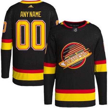 Men's Vancouver Canucks Customized Black Alternate Retro Authentic Jersey