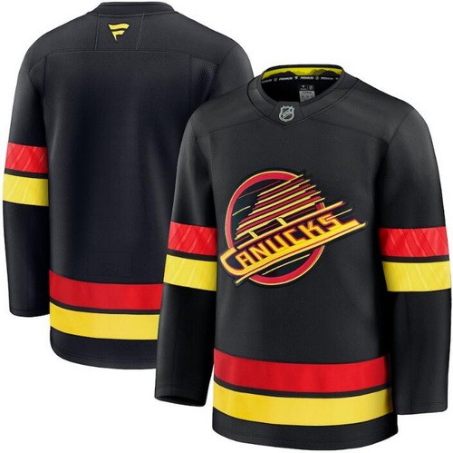 Men's Vancouver Canucks Customized Black Fanatics Authentic Jersey