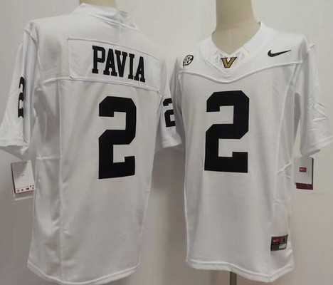 Men's Vanderbilt Commodores #2 Diego Pavia Limited White College Football Jersey