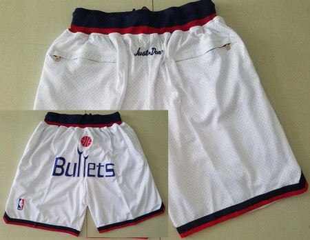 Men's Washington Bullets White Just Don Throwback Swingman Shorts