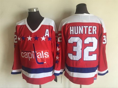 Men's Washington Capitals #32 Dale Hunter Red Winter Classic Throwback Jersey