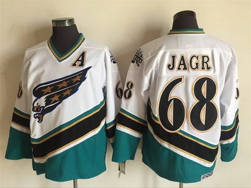 Men's Washington Capitals #68 Jaromir Jagr White Throwback Jersey