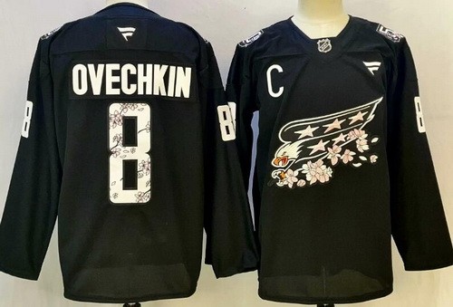 Men's Washington Capitals #8 Alex Ovechkin Black 50th Authentic Jersey