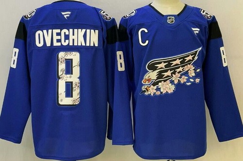 Men's Washington Capitals #8 Alex Ovechkin Blue 50th Authentic Jersey