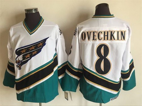 Men's Washington Capitals #8 Alex Ovechkin White Throwback Jersey