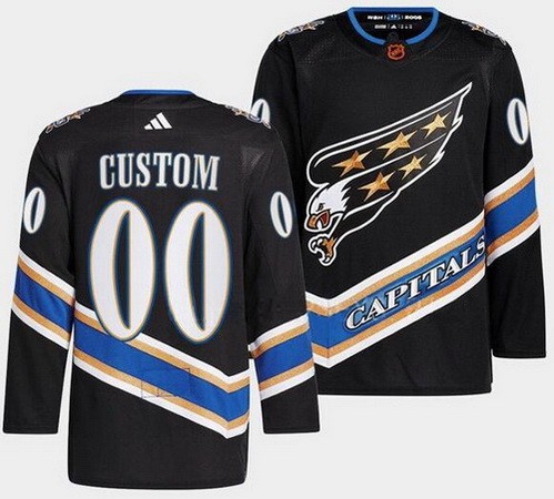 Men's Washington Capitals Customized Black 2022 Reverse Retro Authentic Jersey