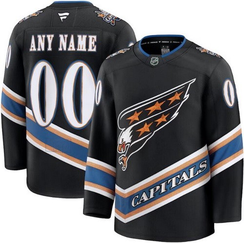 Men's Washington Capitals Customized Black Fanatics Authentic Jersey