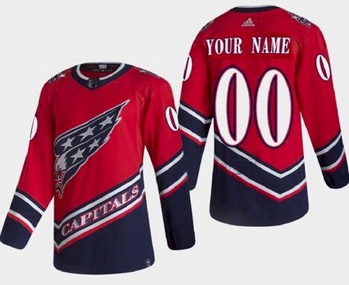 Men's Washington Capitals Customized Red 2021 Reverse Retro Authentic Jersey