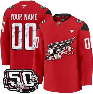Men's Washington Capitals Customized Red 50th Anniversary Authentic Jersey