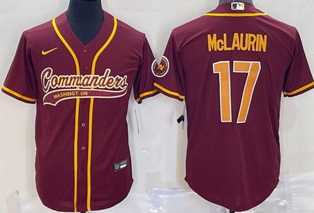 Men's Washington Commanders #17 Terry McLaurin Limited Red Baseball Jersey