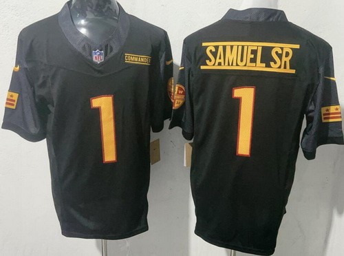 Men's Washington Commanders #1 Deebo Samuel Sr Limited Black FUSE Vapor Jersey