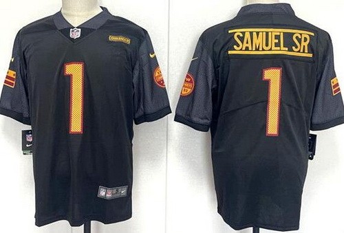 Men's Washington Commanders #1 Deebo Samuel Sr Limited Black Vapor Jersey