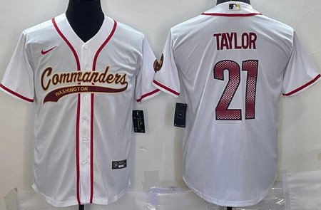Men's Washington Commanders #21 Sean Taylor Limited White Baseball Jersey