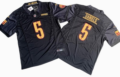 Men's Washington Commanders #5 Jayden Daniels Limited Black FUSE Vapor Jersey