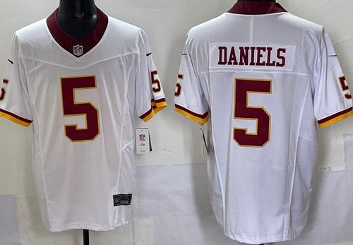 Men's Washington Commanders #5 Jayden Daniels Limited White Alternate FUSE Vapor Jersey