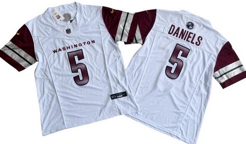 Men's Washington Commanders #5 Jayden Daniels Limited White FUSE Vapor Jersey