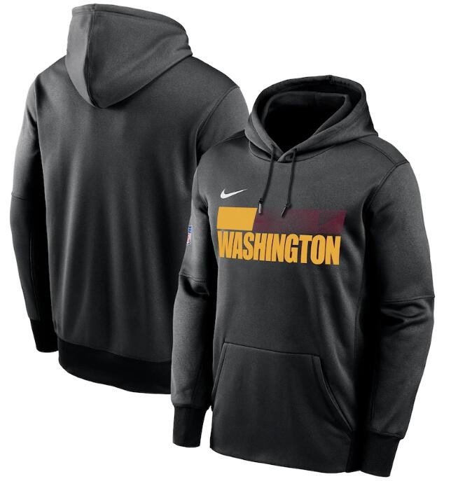 Men's Washington Football Team Black Sideline Impact Lockup Performance Pullover Hoodie