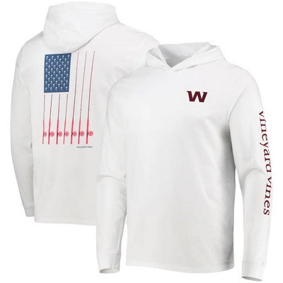 Men's Washington Football Team White Vineyard Vines Hoodie Long Sleeve T Shirt