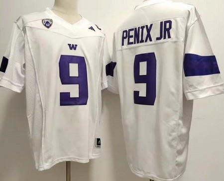 Men's Washington Huskies #9 Michael Penix Jr White FUSE College Football Jersey