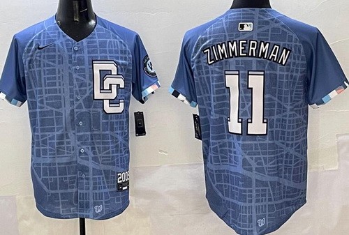 Men's Washington Nationals #11 Ryan Zimmerman Blue 2025 City Connect Limited Jersey