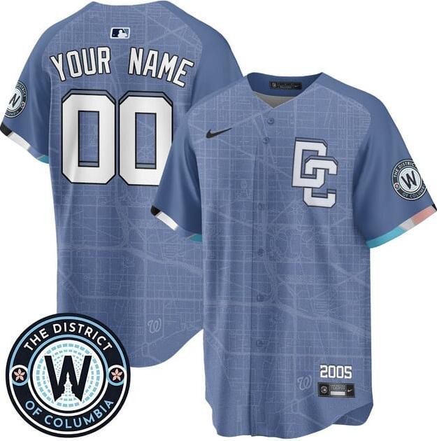 Men's Washington Nationals Customized Blue 2025 City Connect Limited Jersey