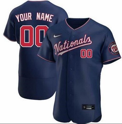 Men's Washington Nationals Customized Navy Alternate Authentic Jersey