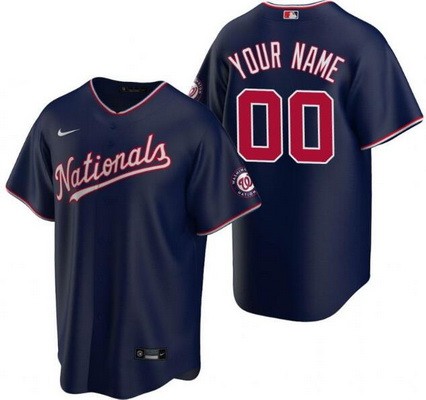 Men's Washington Nationals Customized Navy Alternate Cool Base Jersey