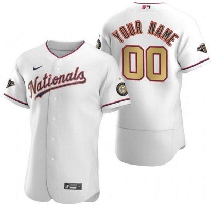 Men's Washington Nationals Customized White 2020 Gold Program Authentic Jersey