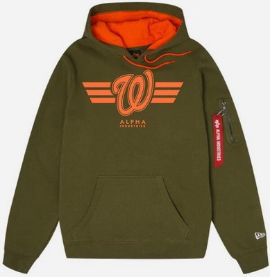 Men's Washington Nationals Green Alpha Industries Pullover Hoodie
