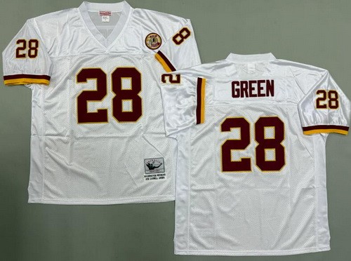 Men's Washington Redskins #28 Darrell Green White Throwback Jersey