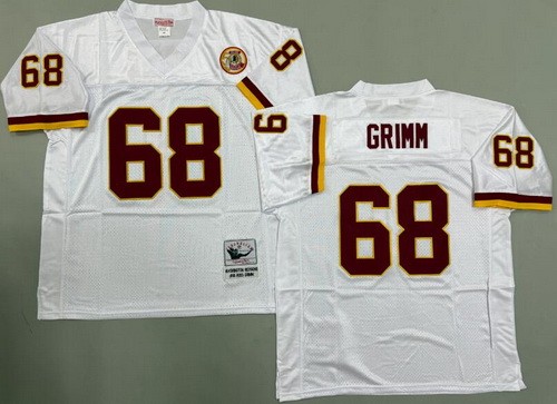 Men's Washington Redskins #68 Russ Grimm White 1986 Throwback Jersey