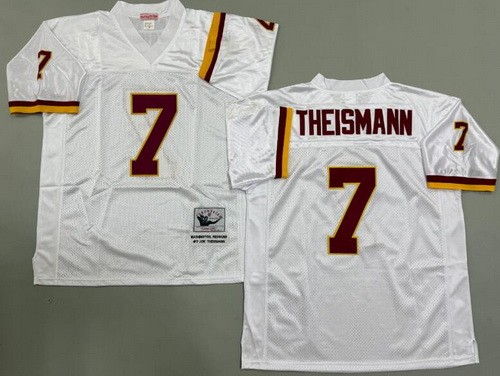 Men's Washington Redskins #7 Joe Theismann White Throwback Jersey