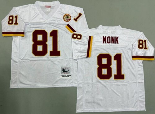 Men's Washington Redskins #81 Art Monk White Throwback Jersey