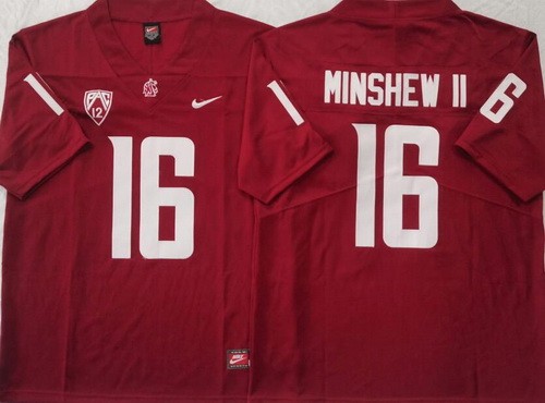 Men's Washington State Cougars #16 Gardner Minshew II Limited Red College Football Jersey