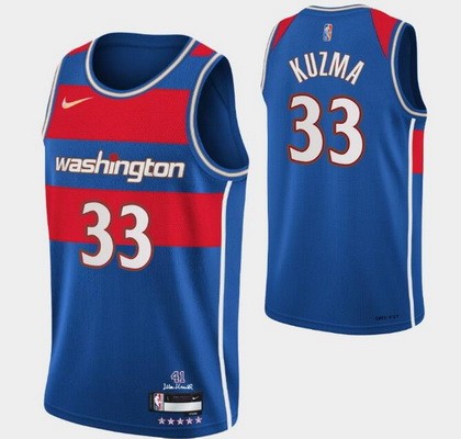 Men's Washington Wizards #33 Kyle Kuzma Blue City Diamond 75th Icon Hot Press Jersey