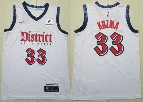 Men's Washington Wizards #33 Kyle Kuzma Light Blue 2024 City Sponsor Swingman Jersey