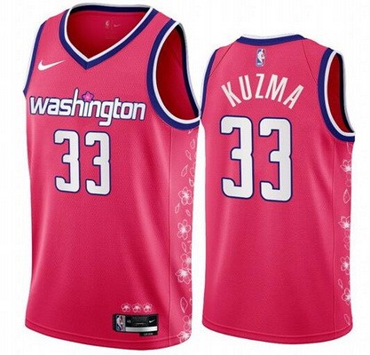 Men's Washington Wizards #33 Kyle Kuzma Pink City Icon Heat Press Jersey