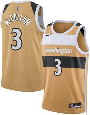 Men's Washington Wizards #3 CJ McCollum Gold 2025 City Heat Press Jersey