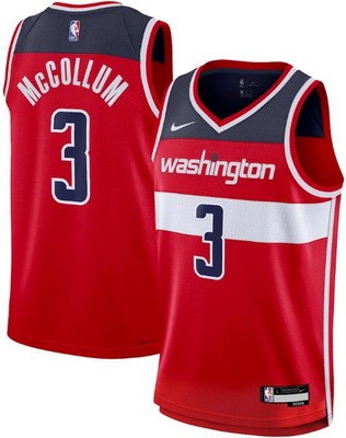 Men's Washington Wizards #3 CJ McCollum Red Heat Press Jersey