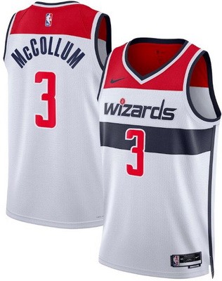Men's Washington Wizards #3 CJ McCollum White Heat Press Jersey