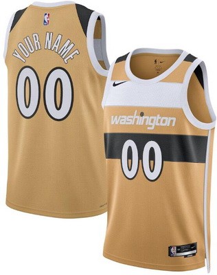 Men's Washington Wizards Custom Gold 2025 City Heat Press Jersey