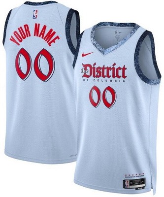 Men's Washington Wizards Custom Light Blue 2024 City Heat Press Jersey