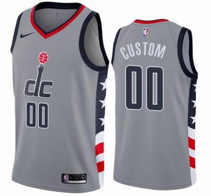 Men's Washington Wizards Customized Gray City Stitched Swingman Jersey